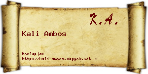 Kali Ambos névjegykártya